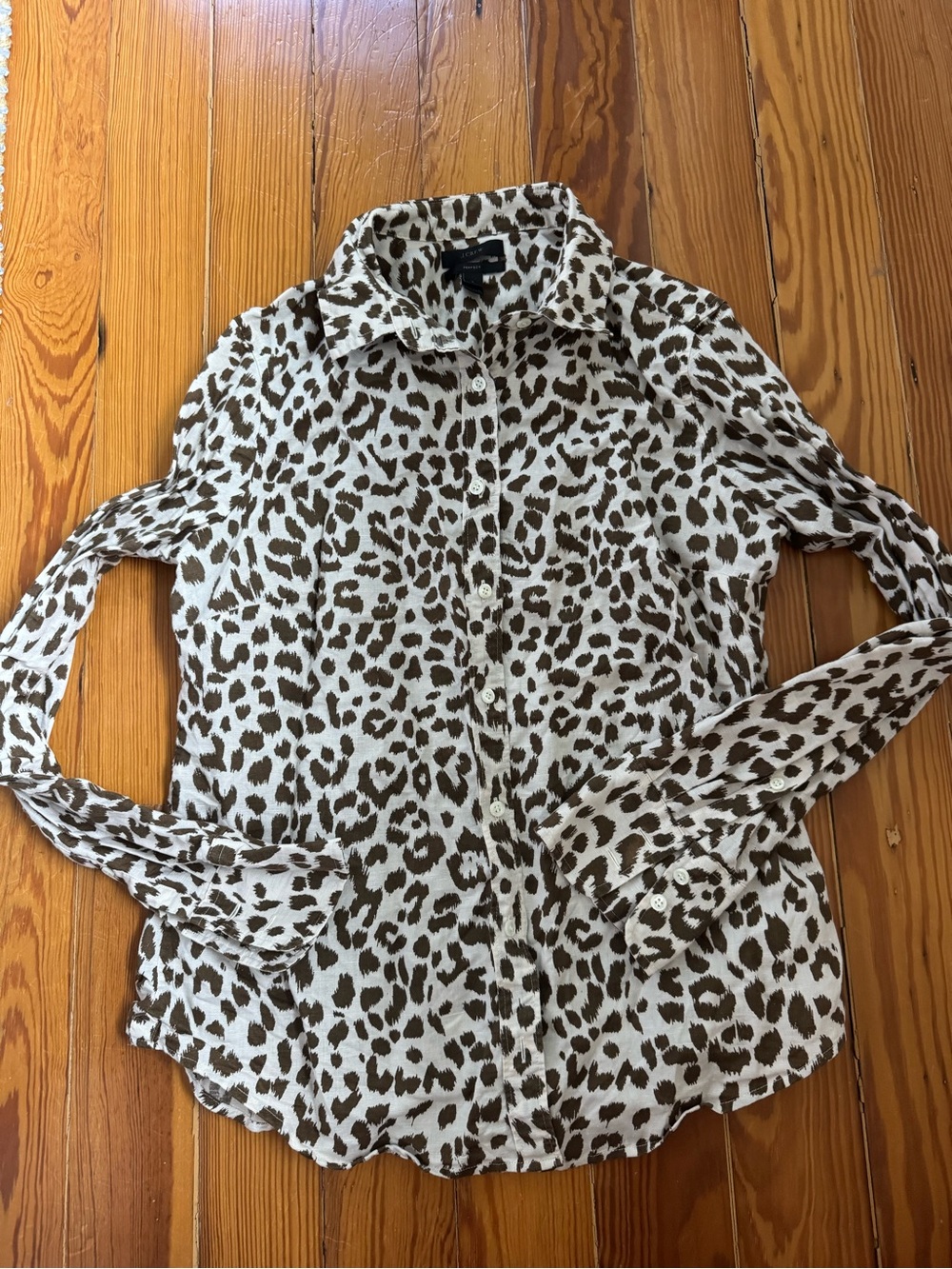 J Crew Leopard Print Button-Down Shirt